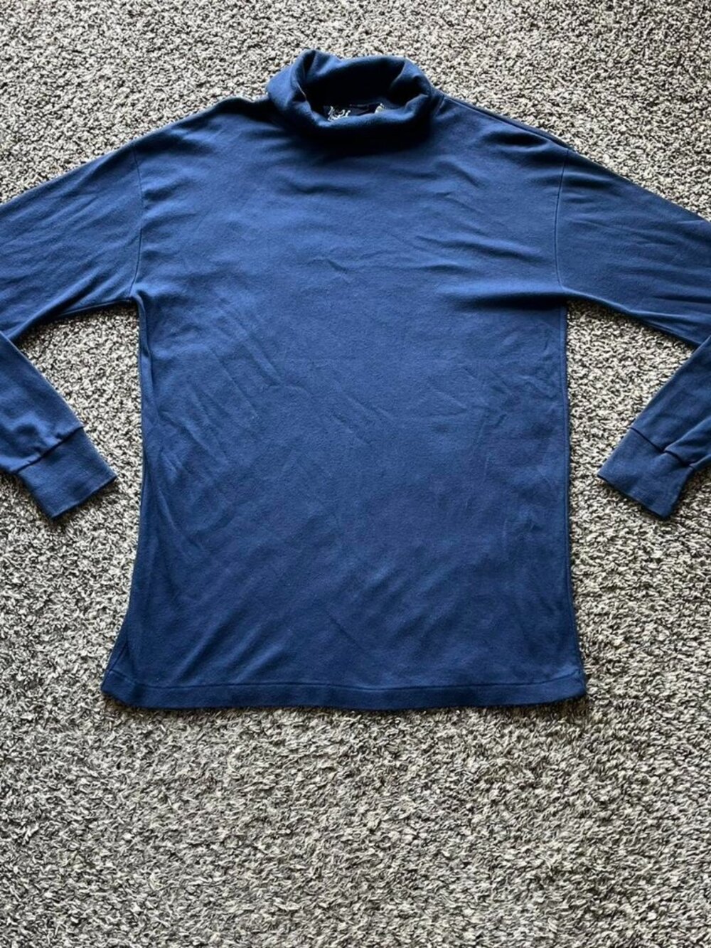 Vintage Woolrich Blue Turtleneck Sweatshirt Women L Artsy Spring Chic Interview